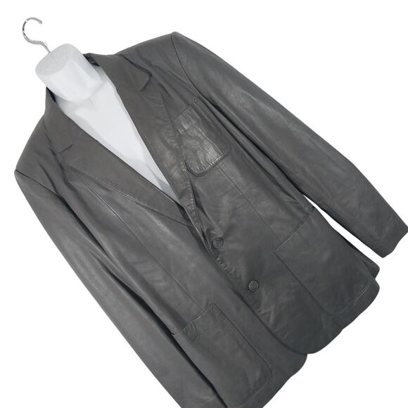 VINTAGE ADAM SPENCER! DOVE GRAY GENUINE LEATHER TAILORED DRESS JACKET! SZ 46R - Picture 1 of 10